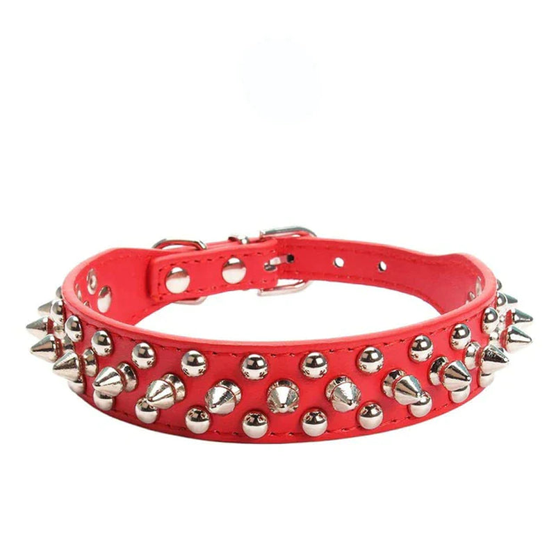 Premium Adjustable Spiked Studded Leather Dog Collar for Small and Large Breeds, Suitable for Pit Bulls and Cats