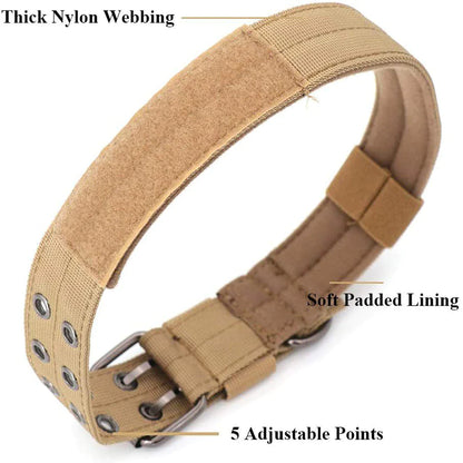 Heavy-Duty 2-Inch Nylon Tactical Dog Collar for Large Breeds with Metal Buckle