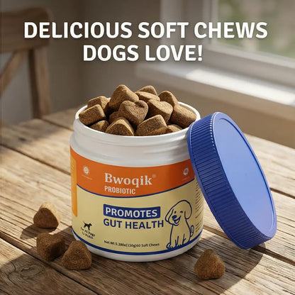 BWOQIK Pet Probiotics for Dogs & Cats - Omega Bite Supplement Supports Digestive Health Easy to Use for Healthy Gut