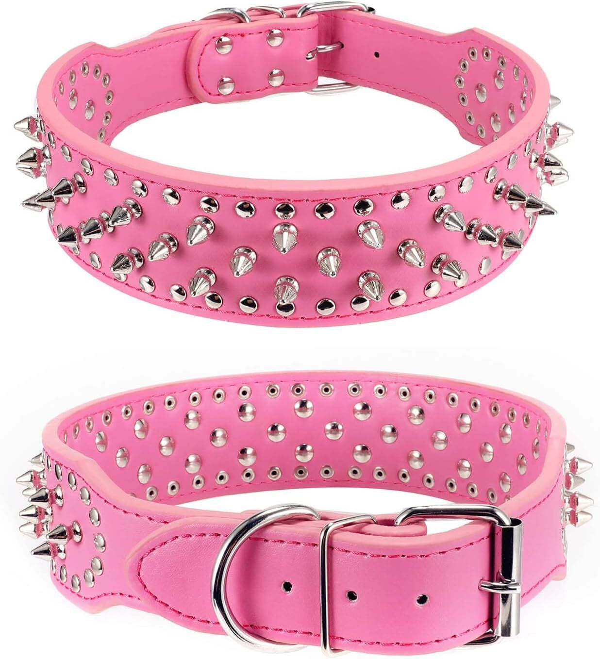 Premium Adjustable Spiked Studded Leather Dog Collar for Small and Large Breeds, Suitable for Pit Bulls and Cats