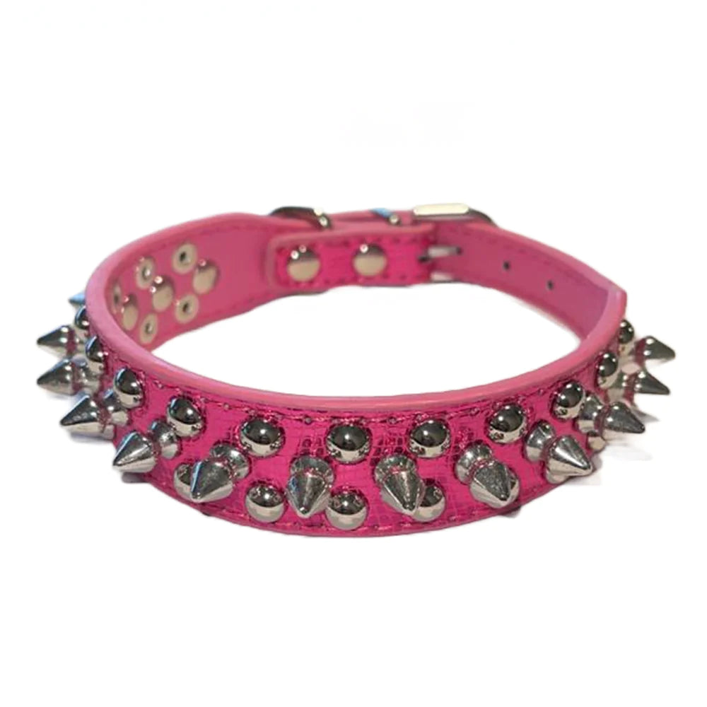 Premium Adjustable Spiked Studded Leather Dog Collar for Small and Large Breeds, Suitable for Pit Bulls and Cats
