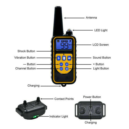3000 FT Waterproof Rechargeable Remote Dog Training Collar with Shock Function