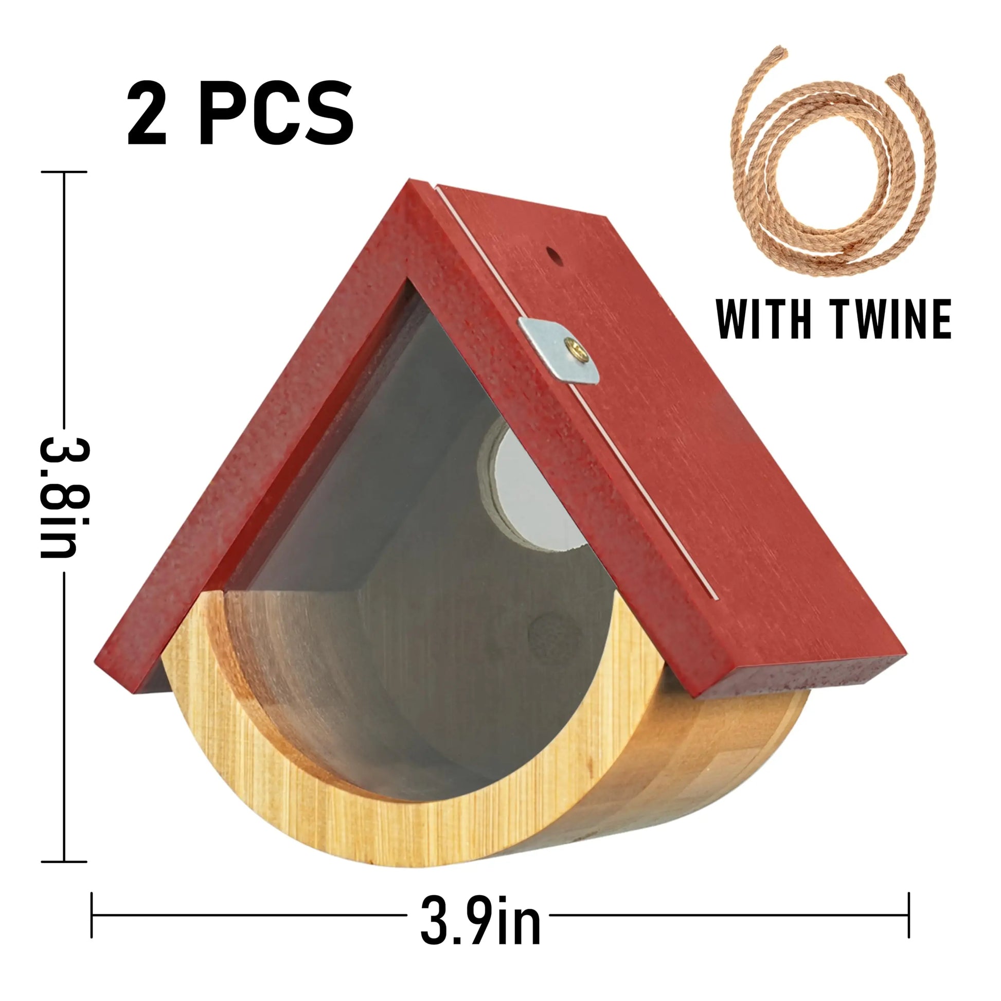 2 Pack Hummingbird House, Window View Wooden Bird Houses for outside Hummingbird Houses for Nesting, Hanging Chickadee House for Indoor Outdoor with Hemp Ropes,Summervibes