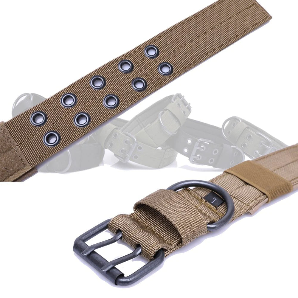 Heavy-Duty 2-Inch Nylon Tactical Dog Collar for Large Breeds with Metal Buckle
