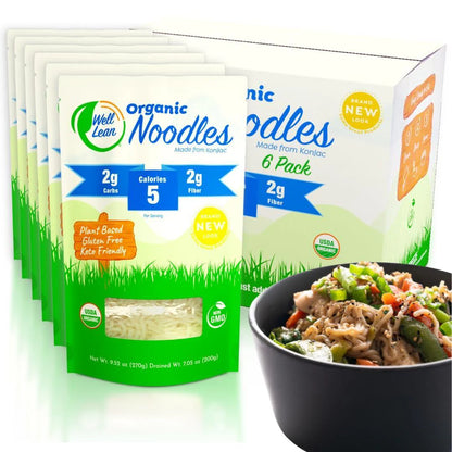 Organic Konjac Shirataki Noodles Zero Carb Keto Pasta USDA Organic Healthy Noodles Low Carb Pasta 100% Plant Based Ready to Eat 6 Pack (12 Servings)
