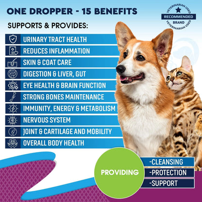 Premium Multivitamin Liquid Supplement for Cats and Dogs with Glucosamine and Cranberry Extract